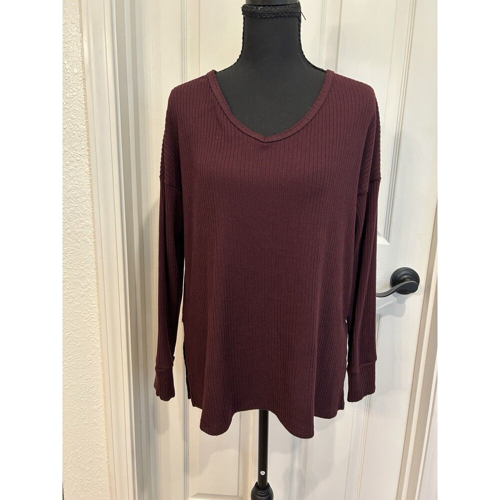 American Eagle Womens Sweater Relaxed Burgundy Super Soft Knit Cozy Small
